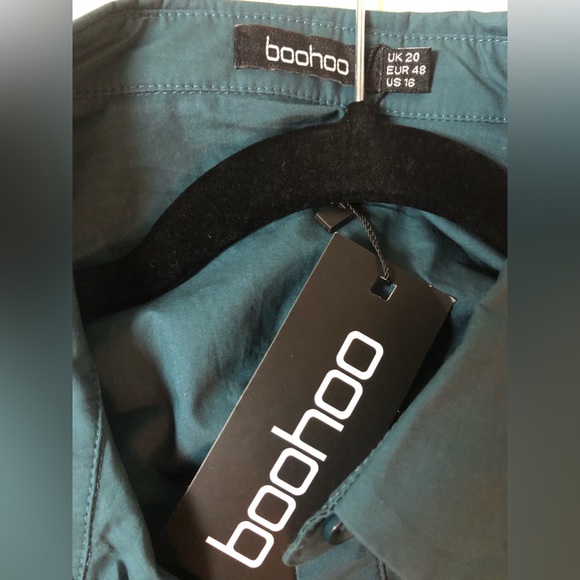 BOOHOO PLUS CHECK SELF BELTED SHIRT DRESS SIZE: 16 - Picture 3 of 8